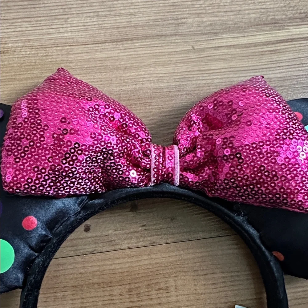 Disney Parks Polka Dot Mouse Ears Headband‎ with Pink Bow